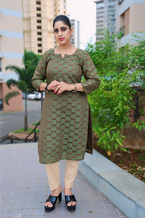  Green Printed Kurti Set